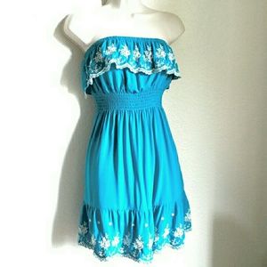 Lovely Teal Embroidered Dress